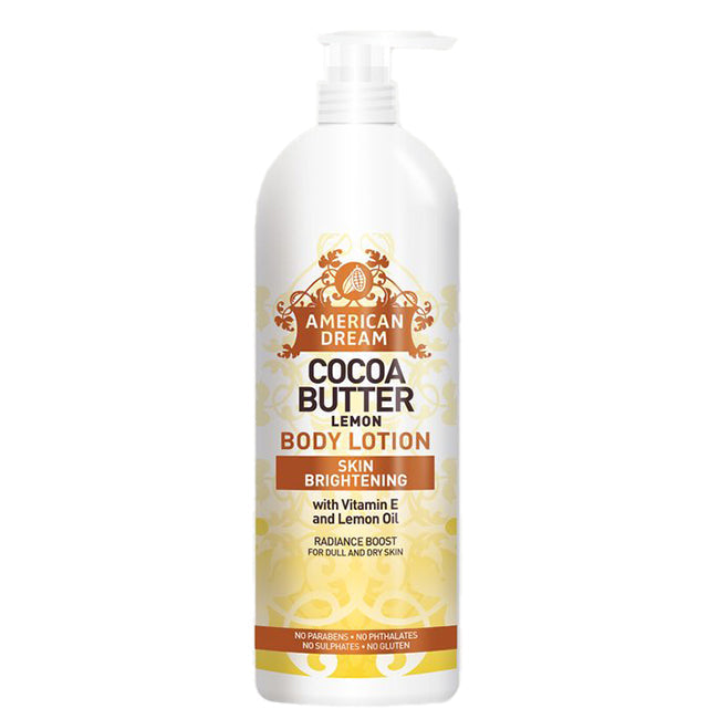 American Dream Cocoa Butter Lemon Body Lotion 25oz – Brightening Daily Lotion with Vitamin C
