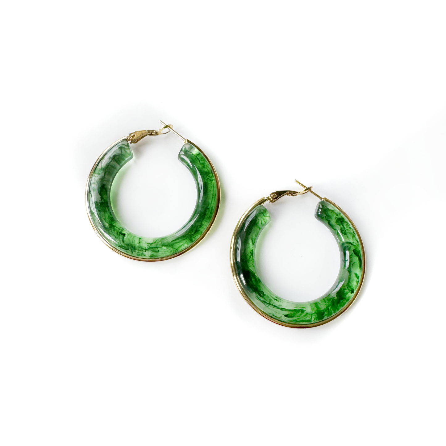 Oreilia Green Semi Transparent Hoop Earrings