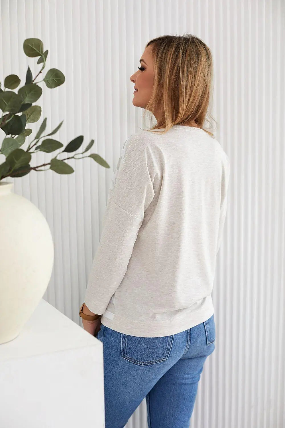 La Aurora kimono style grip, sweater weave blouse