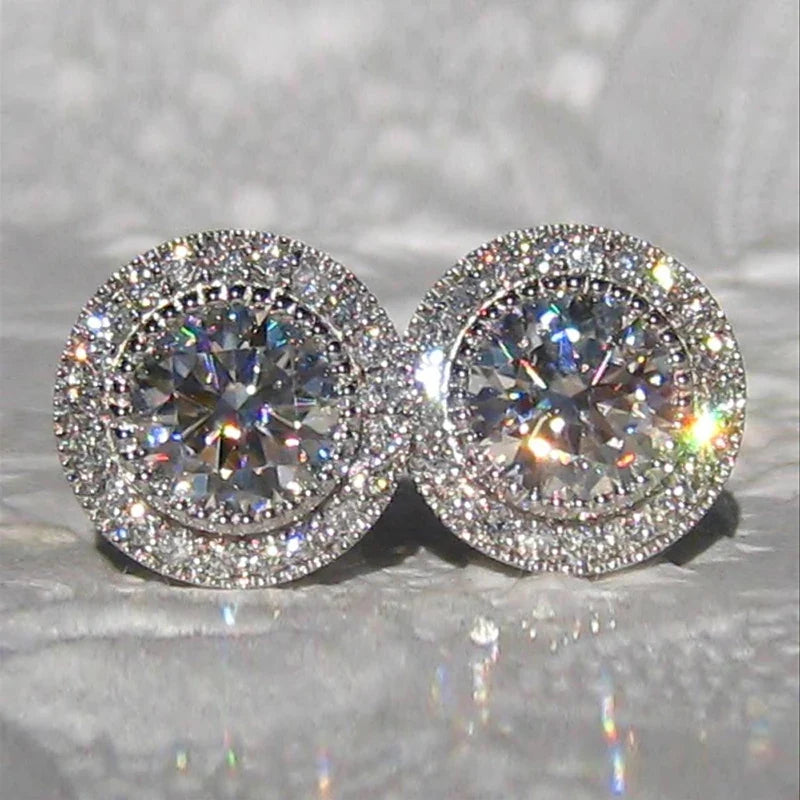 Small Round CZ Stud Earrings for Women – Ladies Jewellery Earring Pair Elegant