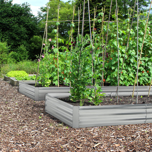 240 x 120 x 30 cm Galvanized Large Metal Raised Garden Bed-Silver