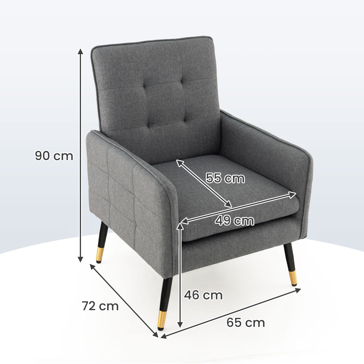 Linen Fabric Accent Chair Single Sofa with Removable Seat Cushion-Beige