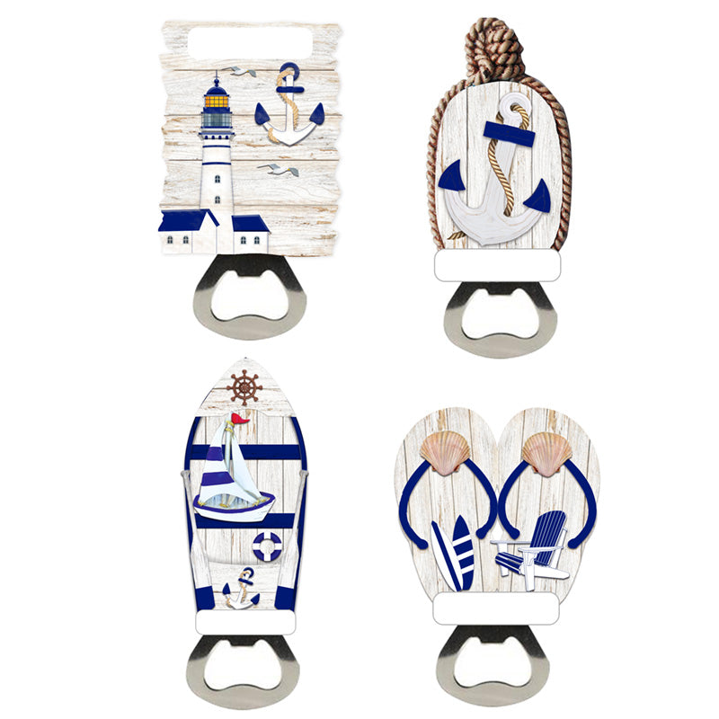 Souvenir Seaside Magnet Bottle Opener Nautical Blue & White
