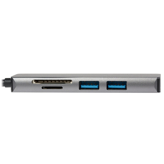 Nikkai USB-C Multiport Hub to 2x USB-A 3.0 / HDMI 4K / SD Card Reader - Silver