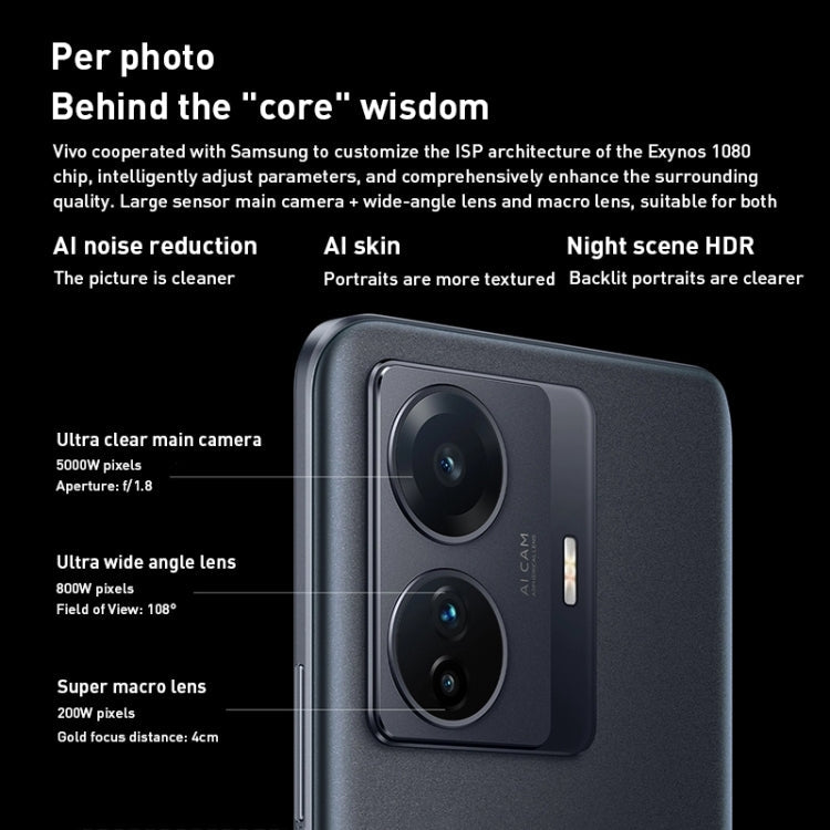 vivo S15e 5G, 50MP Camera, 8GB+128GB, Triple Back Cameras, Srceen Fingerprint Identification, 4700mAh Battery, 6.44 inch Android 11.0 OriginOS Ocean Exynos 1080 Octa Core up to 2.8GHz, OTG, NFC, Network: 5G (Black)