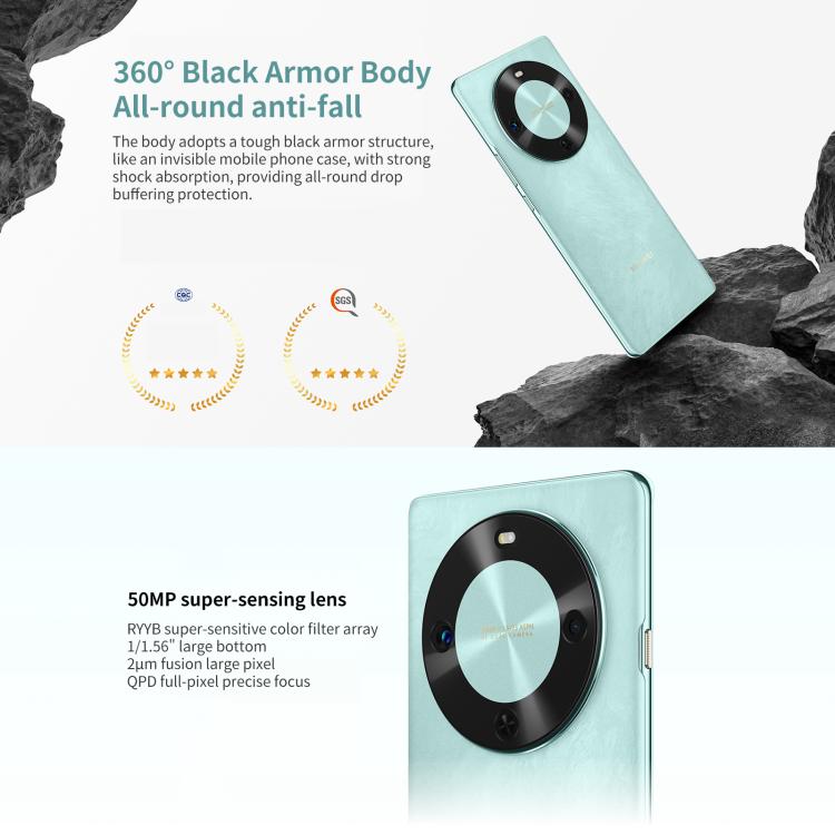 HUAWEI Enjoy 70X, 8GB+256GB, Screen Fingerprint, 6.78 inch HarmonyOS 4.2 Kirin 8000A Hexa Core, Network: 4G, OTG, NFC, Not Support Google Play (Cyan)