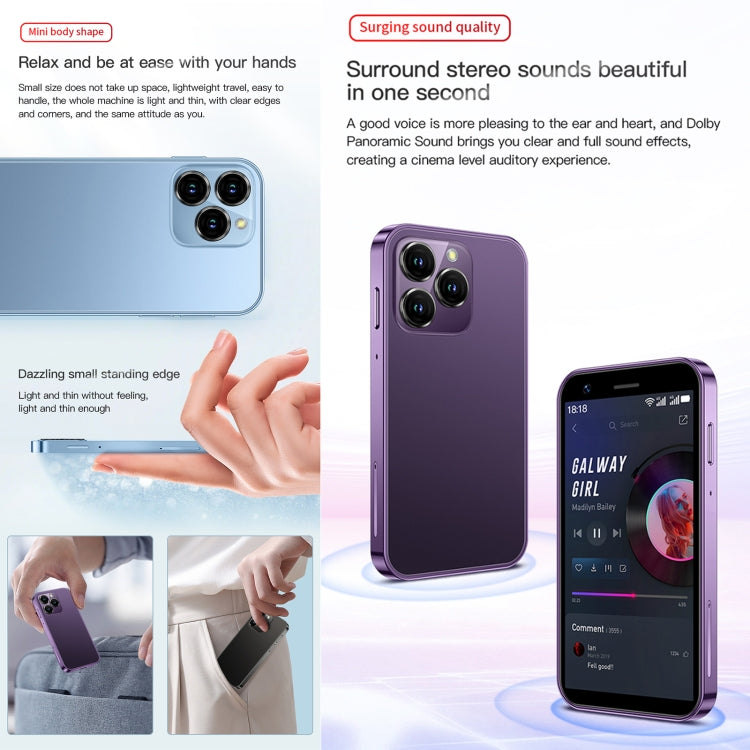 SOYES XS16, 2GB+16GB, 3.0 inch Android 10.0 MTK6737 Quad Core, Bluetooth, WiFi, Network: 4G, Dual SIM, Support Google Play Store (Purple)