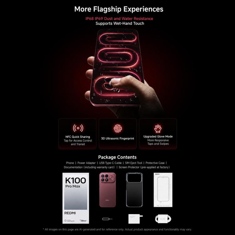 Xiaomi Redmi K100 Pro Max, 16GB+1TB, 6.9 inch Xiaomi HyperOS 3 Snapdragon 8 Elite Gen 5 Octa Core, NFC, Network: 5G, 16GB+1TB
