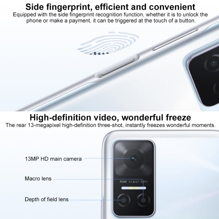 Honor Play6T 5G, 8GB+128GB, China Version, Triple Back Cameras, Side Fingerprint Identification, 5000mAh Battery, 6.74 inch Magic UI 5.0 (Android 11) MediaTek Dimensity 700 Octa Core up to 2.2GHz, Network: 5G, OTG, Not Support Google Play(Blue)