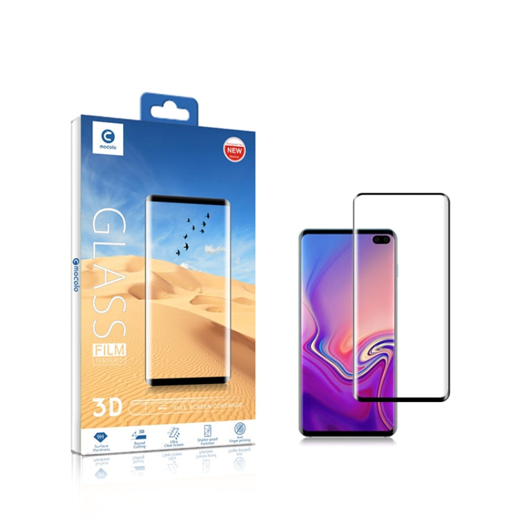 mocolo 0.33mm 9H 3D Round Edge Tempered Glass Film for Galaxy S10+, Fingerprint Unlock Is Not Supported (Black)