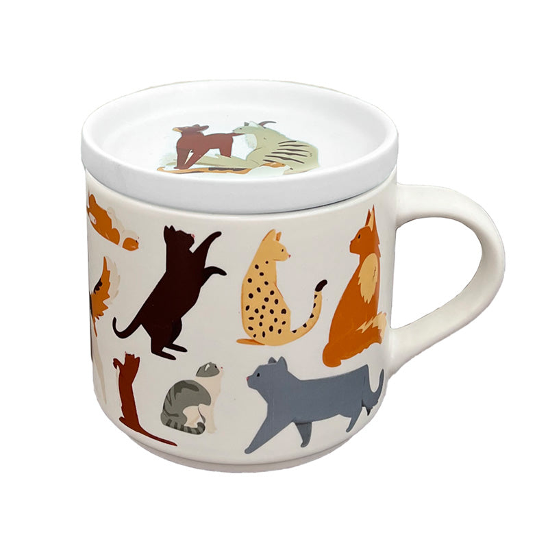 Feline Fine Cats (New) Porcelain Mug & Coaster Lid Set