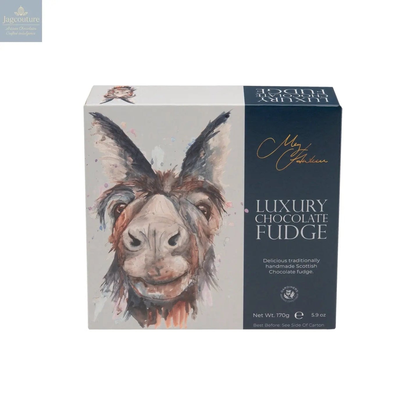 Meg Hawkins Donkey carton of chocolate fudge