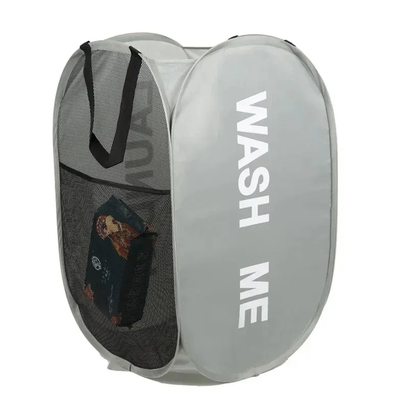 Foldable Mesh Pop-Up Laundry Basket - Large Capacity Storage, Lightweight and Portable Laundry Organizer