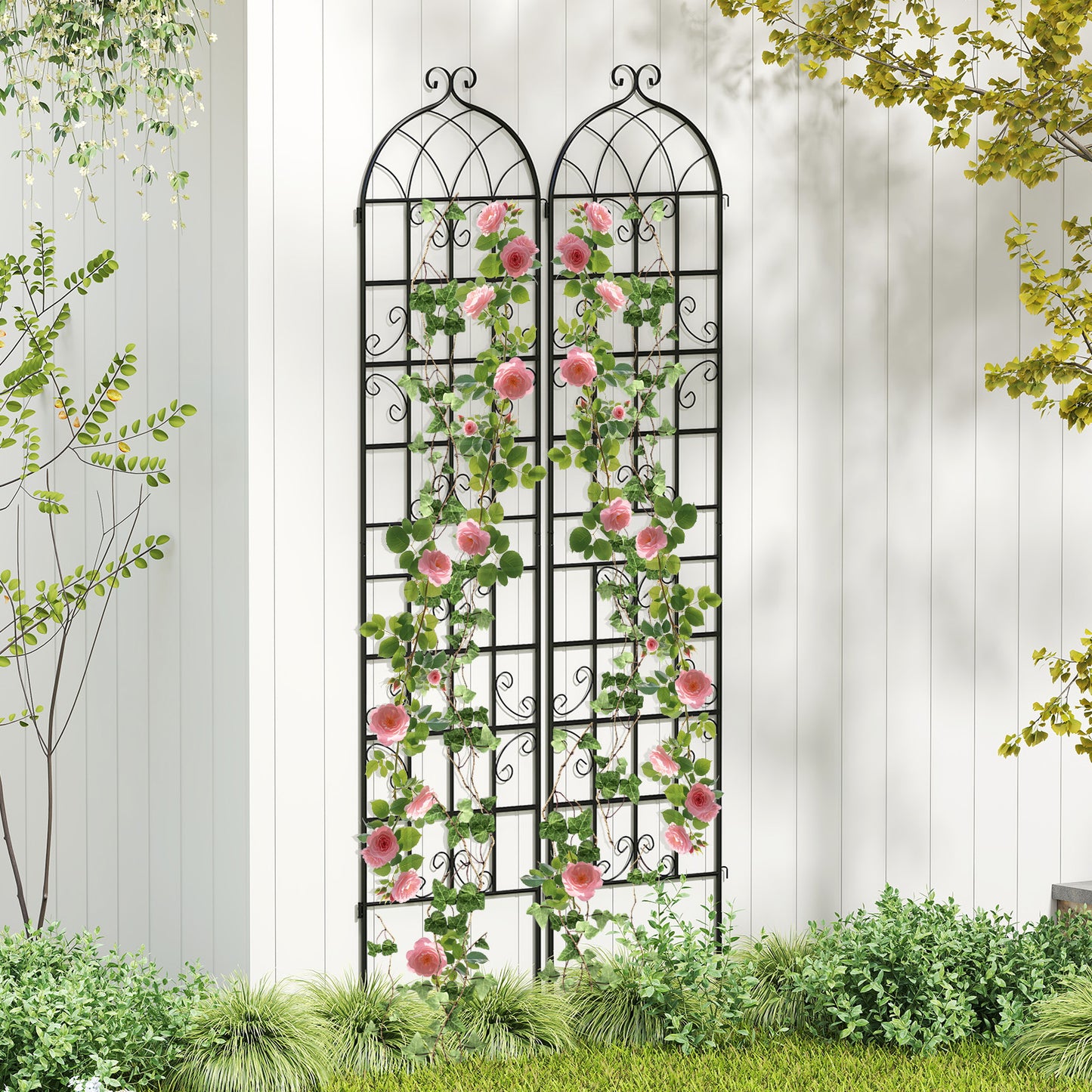 2 Pack 50 x 218 cm Metal Garden Trellis for Outdoor Climbing Plants