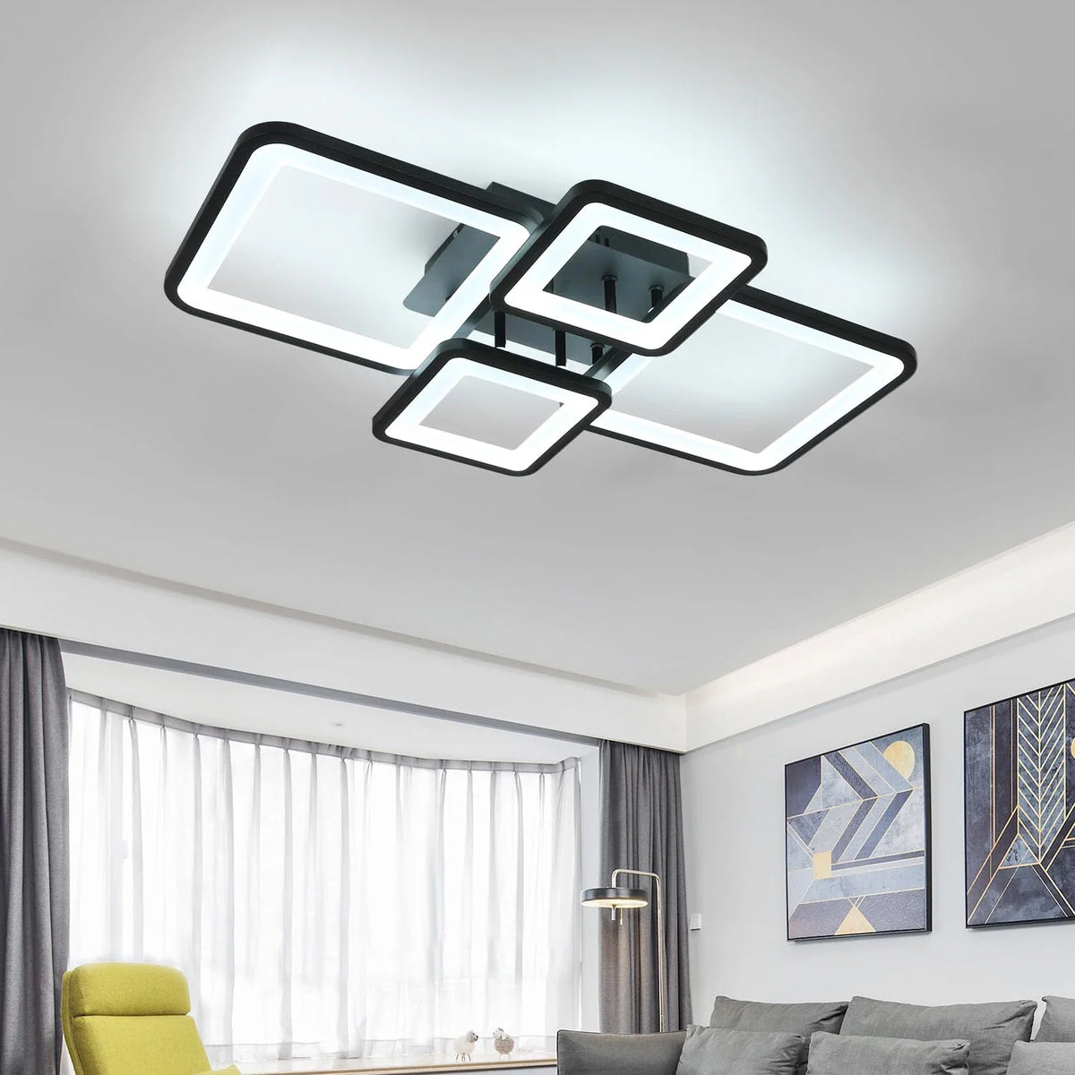 Modern Elegant LED Ceiling Light - Dimmable Creative Rectangular Design Roof Lamp