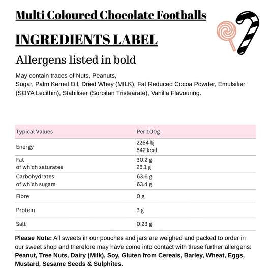 Multi Coloured Chocolate Footballs