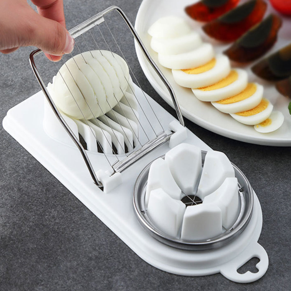 Multifunctional Egg Slicer & Wedger - Stainless Steel Cutter for Eggs, Fruits & Veggies