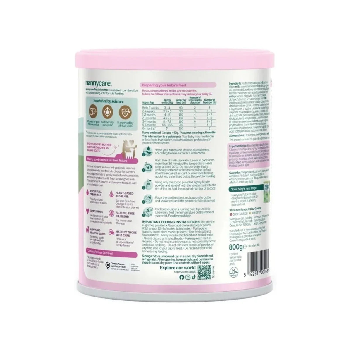 Nannycare Stage 1 Goat First Infant Goat Milk Formula 800g
