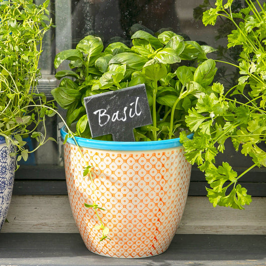 14cm Hand Printed Stoneware Plant Pot