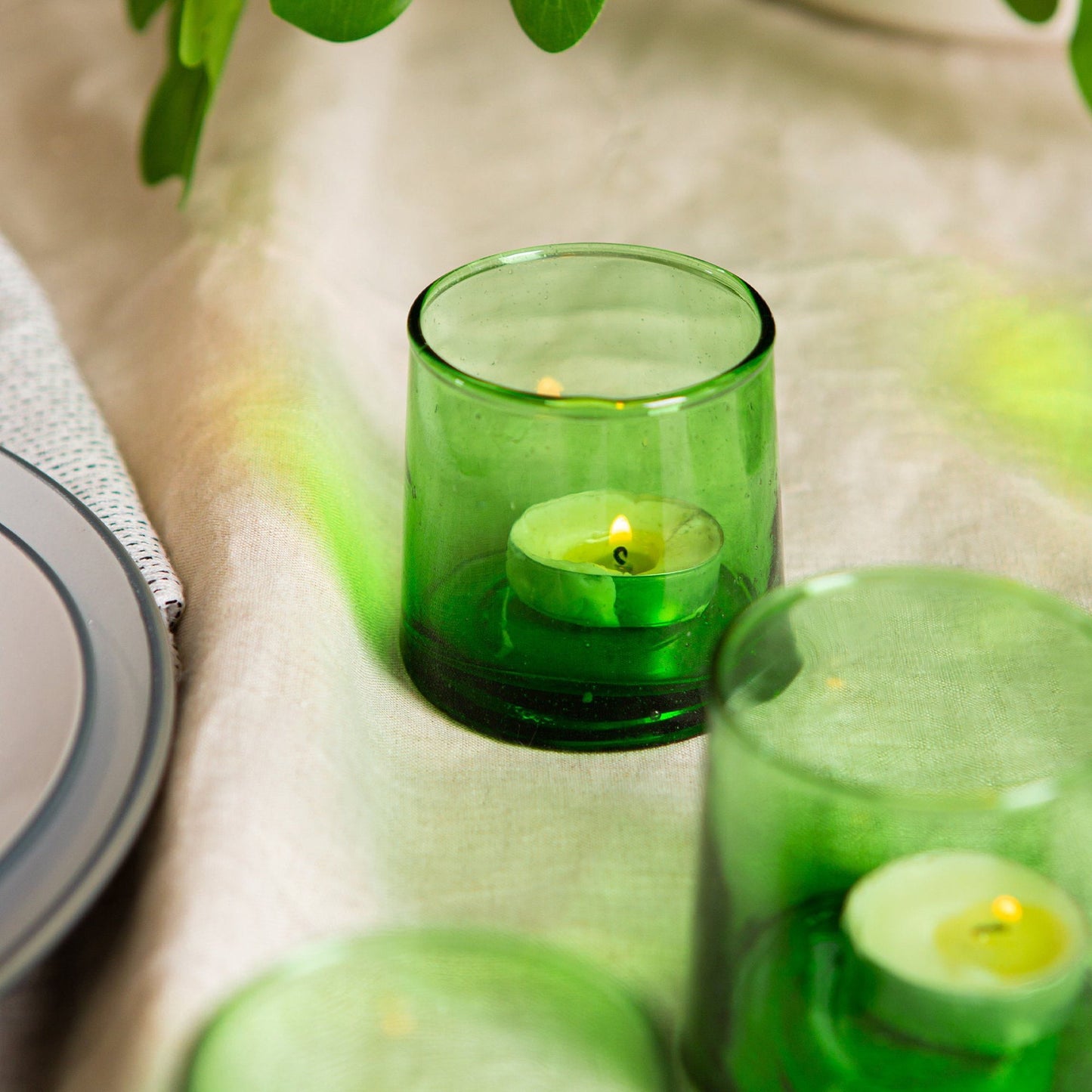 Recycled Glass Tea Light Holders - Pack of Three