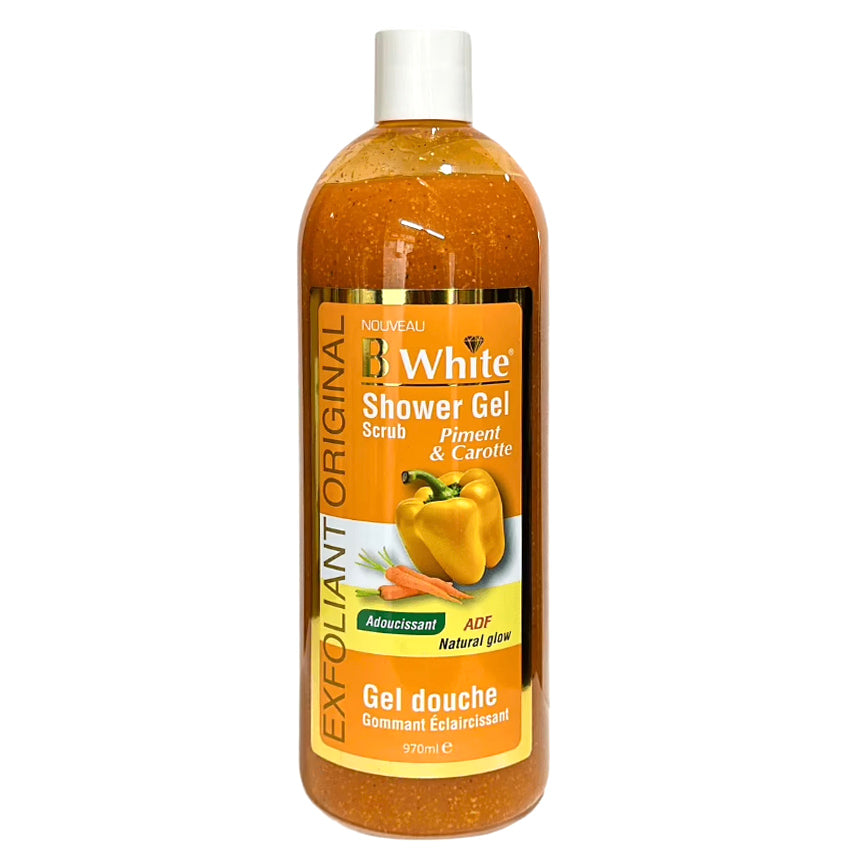 Nouveau B White Piment & Carotte Shower Gel Scrub Brightening & Exfoliating for Even, Radiant Skin 970 ml/32.8 oz
