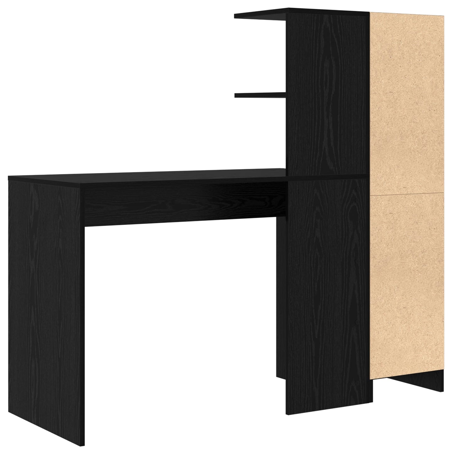 Desk with Storage Black Oak Engineered Wood