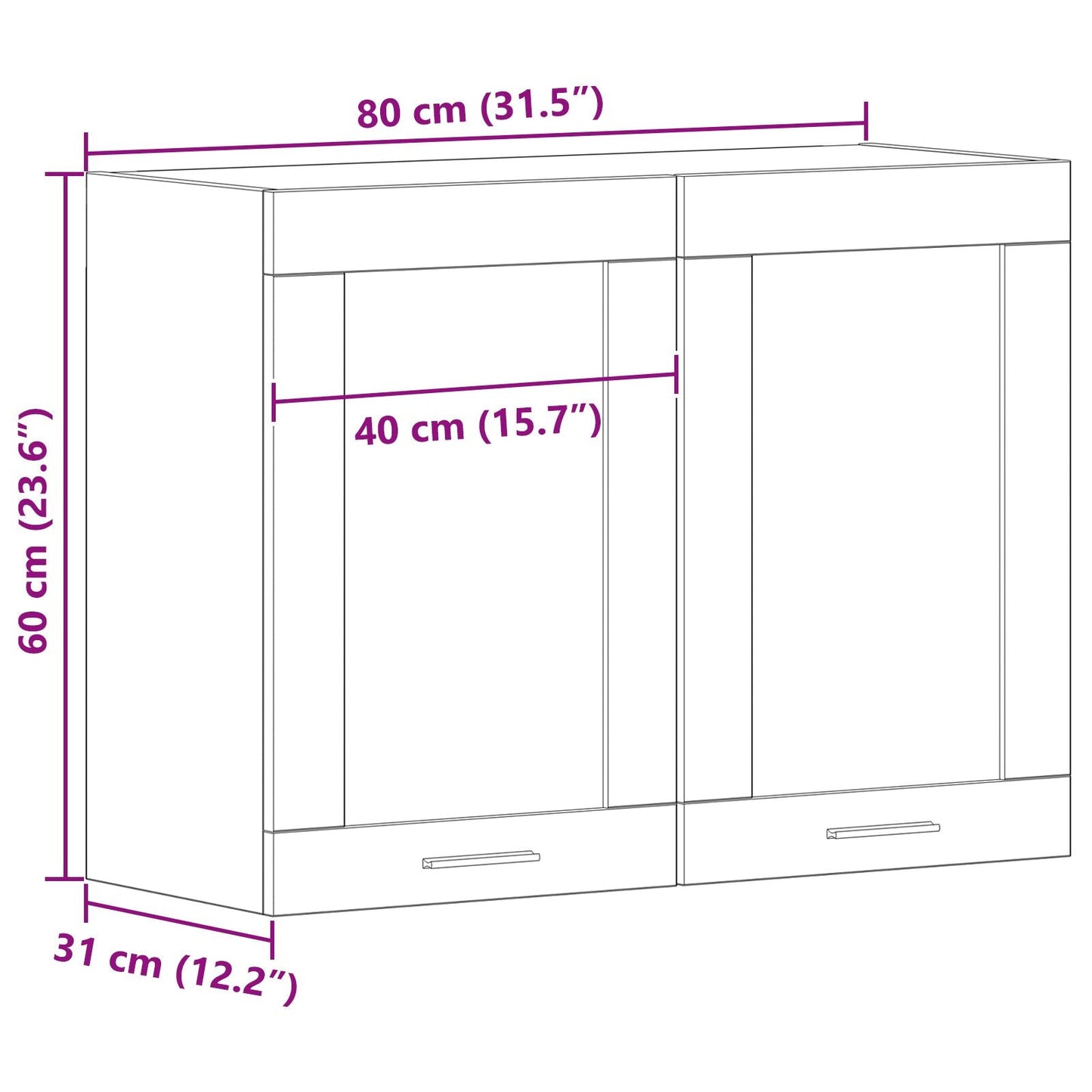 Black Oak Hanging Glass Cabinet 80x31x60 cm Made from Engineered Wood