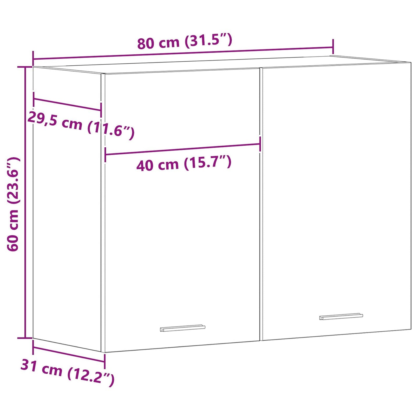 Black Oak Hanging Cabinet - 80x31x60 cm - Made of Engineered Wood