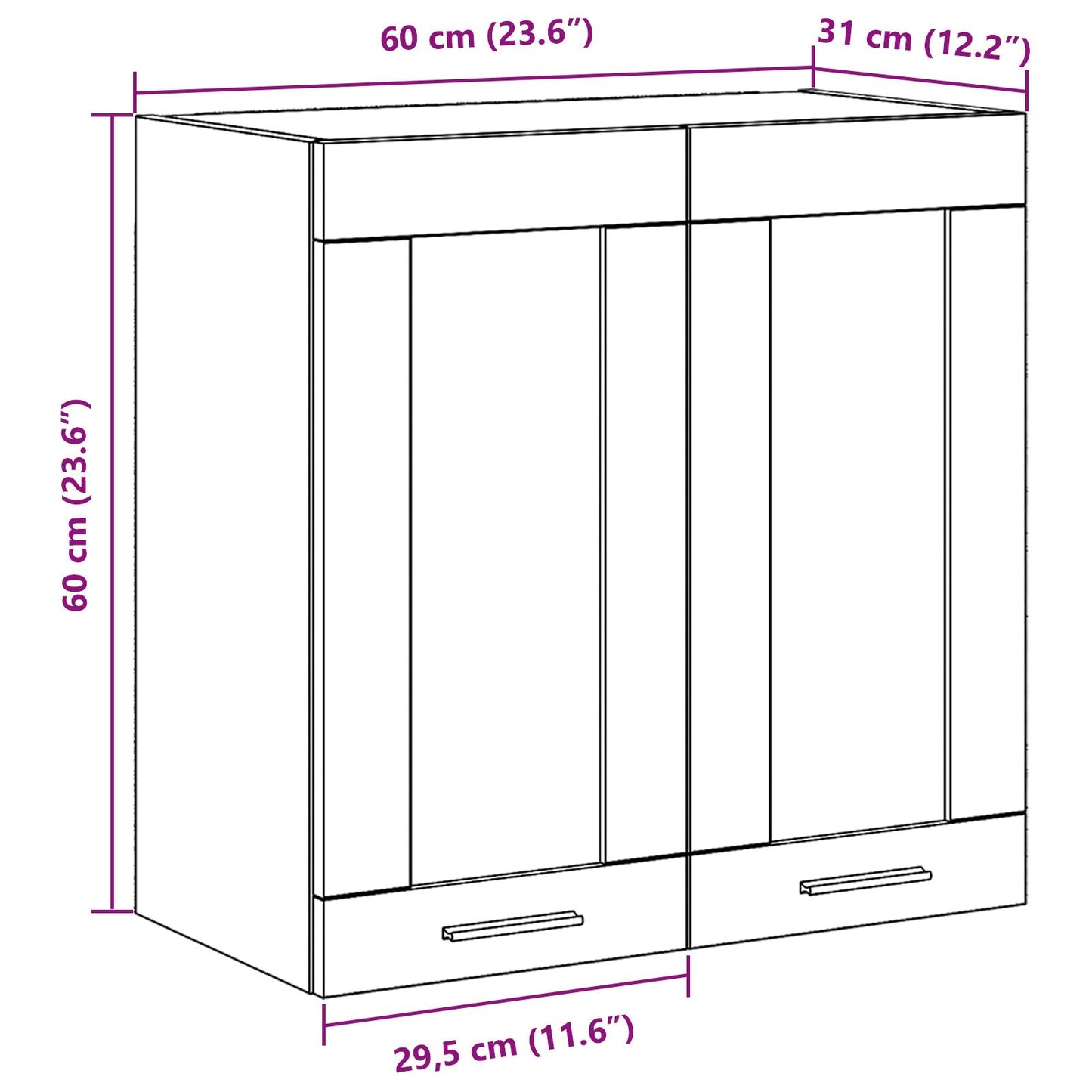 Hanging Glass Cabinet in Black Oak - 60x31x60 cm, Made from Engineered Wood