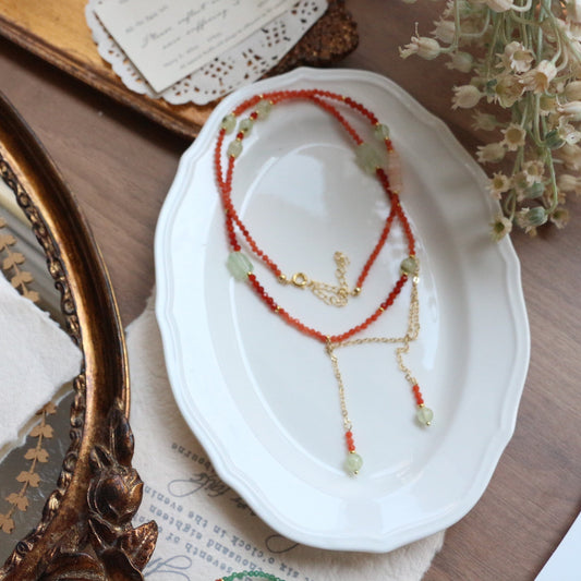 Jekira Prehnite & Agate Tassel Necklace