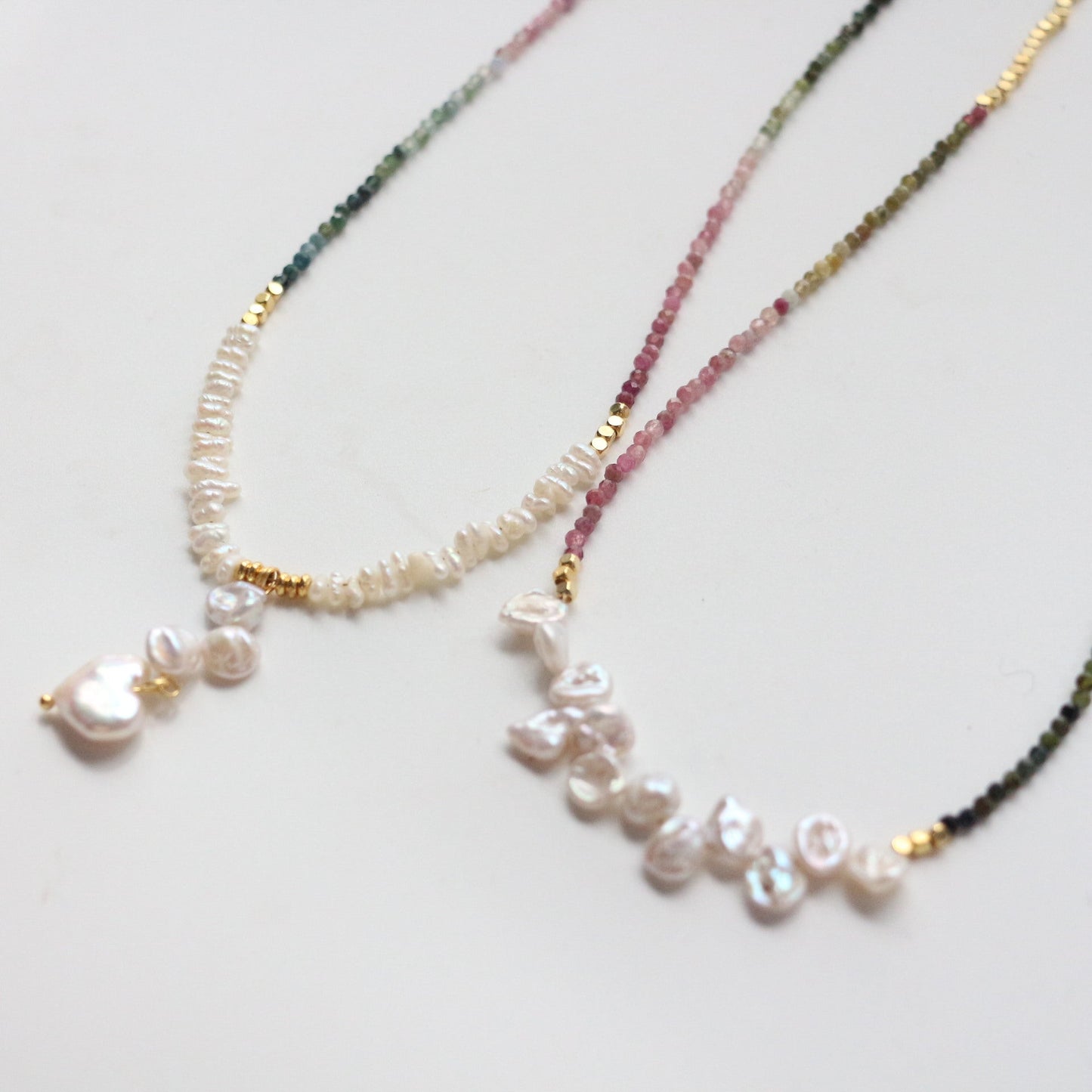 JEKIRA Gradient Tourmaline & Baroque Pearl Necklace Set