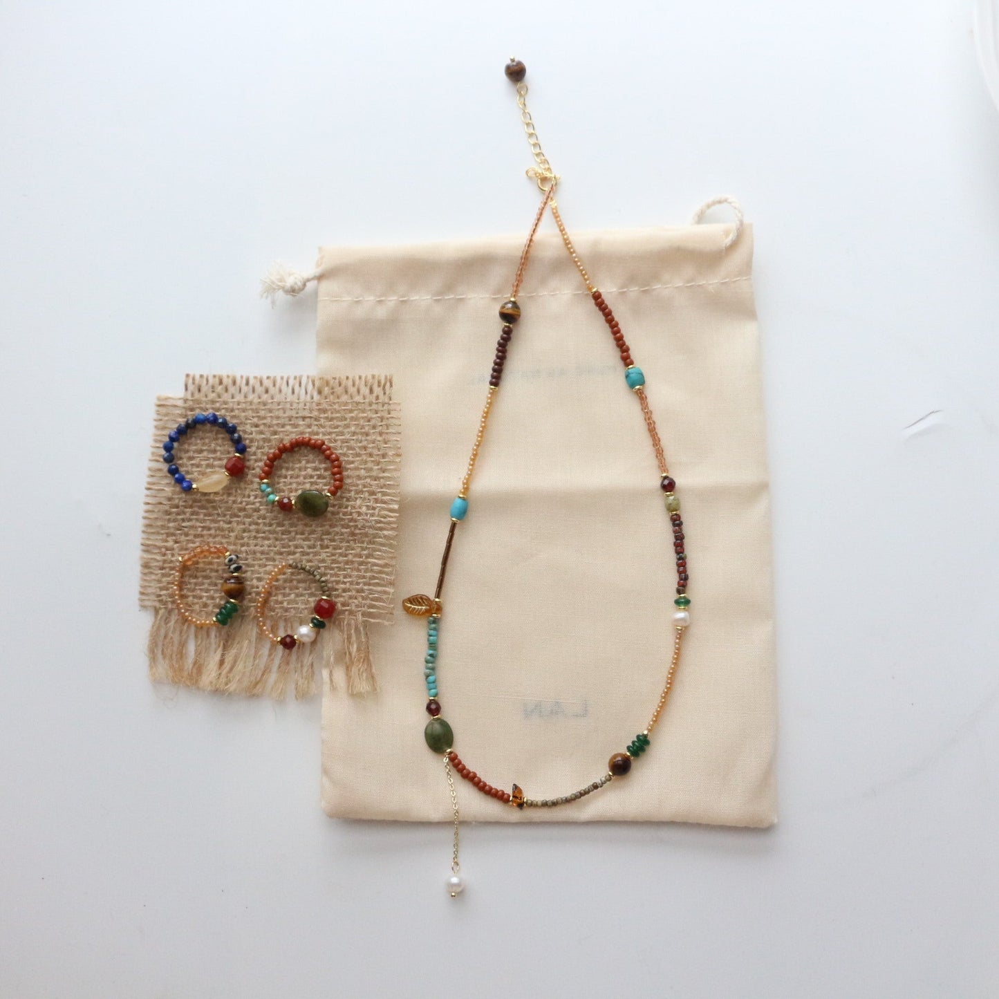 Jekira Ethnic Glass Bead & Pearl Necklace