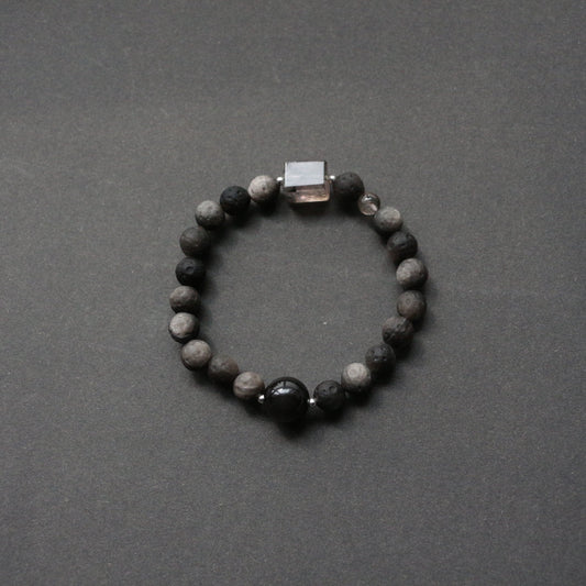 JEKIRA Obsidian Moon & Crystal Square Bracelet