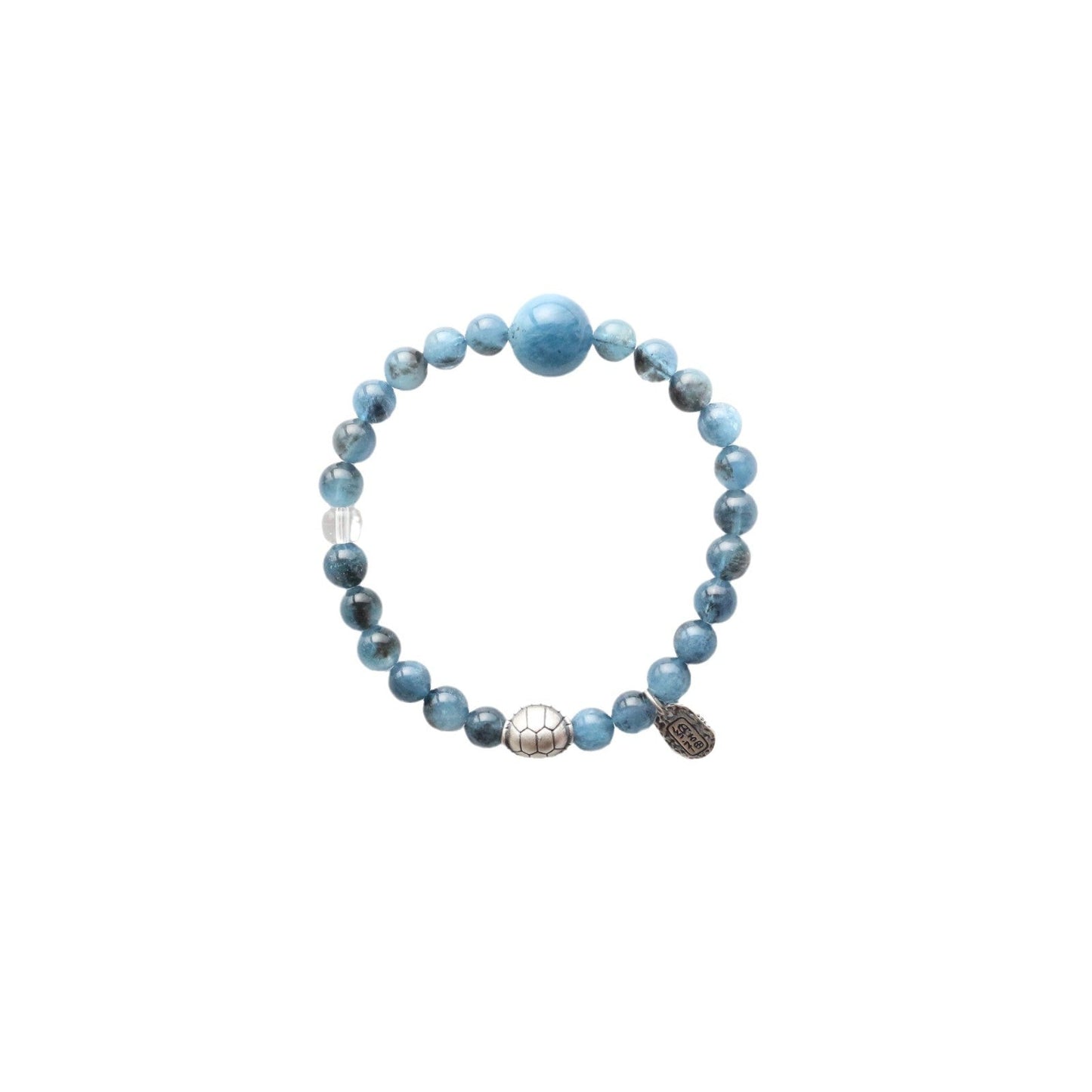 JEKIRA Natural Aquamarine Crystal Sterling Silver Beaded Bracelet