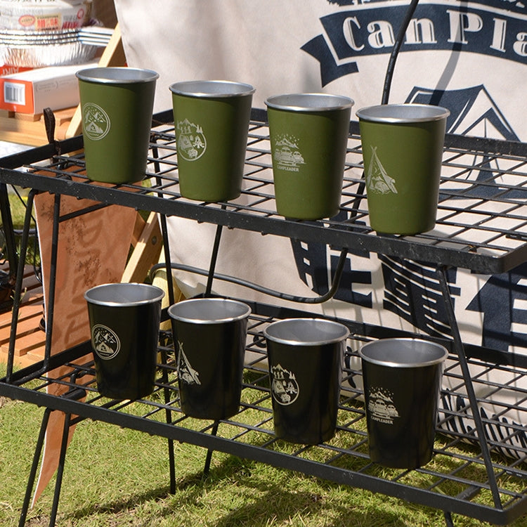 AOTU AT6657-2 4pcs Outdoor Camping Folding Stainless Steel Water Cup Set (Army Green)