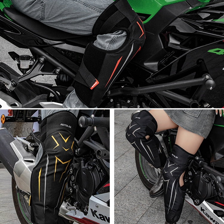 MOTOLSG 2 in 1 Knee Pads Motorcycle Bicycle Riding Warm Fleece Soft Protective Gear (Black Red)