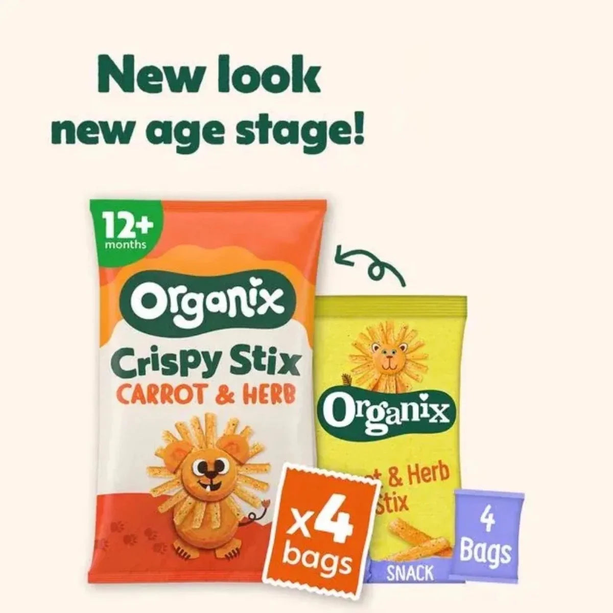 Organix Carrot & Herb Stix Puffs 12+ months 60g (4x15g)