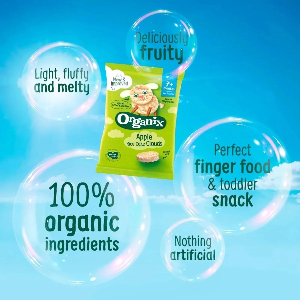 Organix Apple Rice Cake Clouds 7+ months 72g (4x18g)