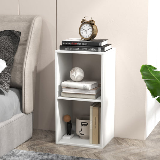 Open Back 2-tier Bookshelf with Anti-toppling Kit-White