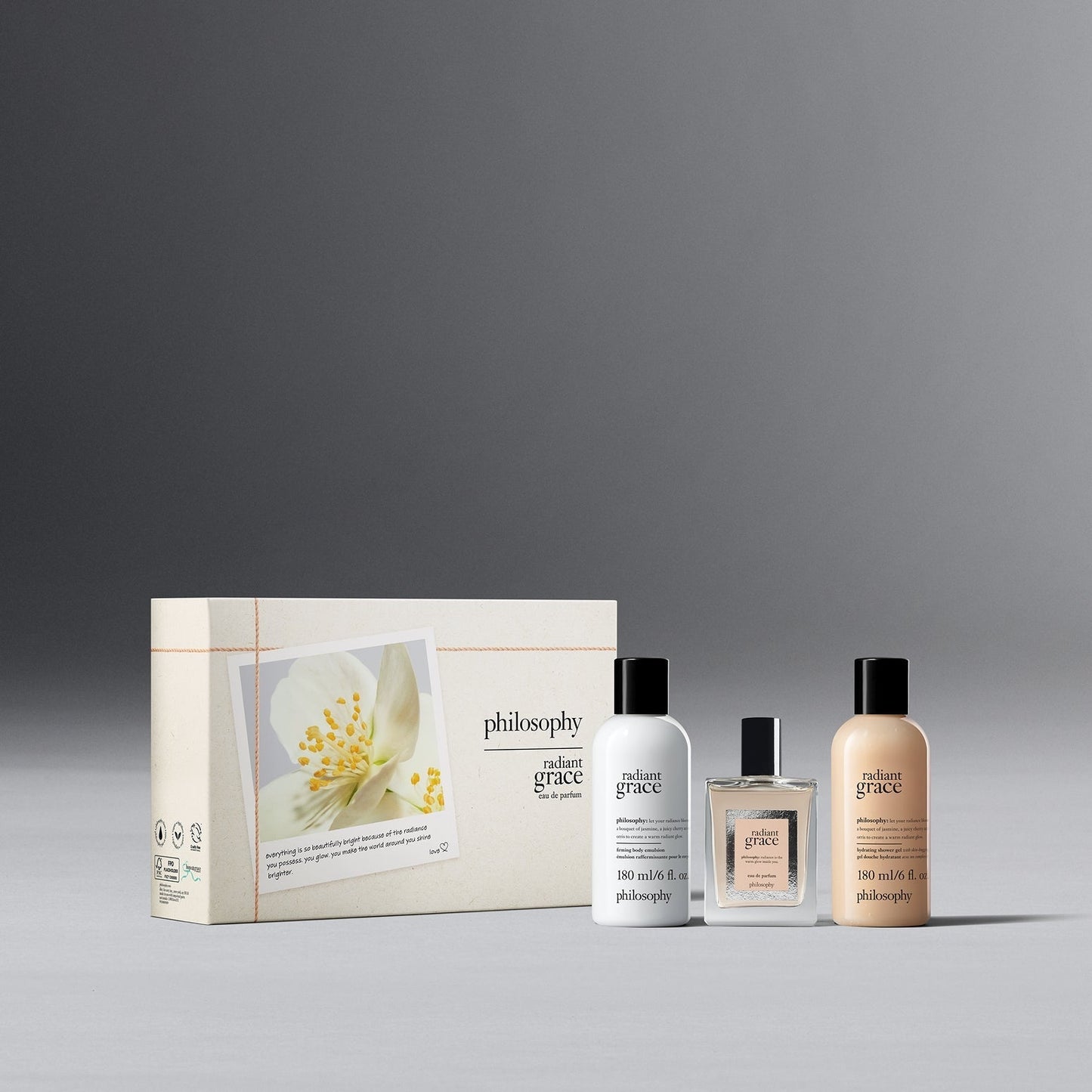 Philosophy Radiant Grace Gift Set 60ml EDP + 180ml Shower Gel + 180ml Body Lotion