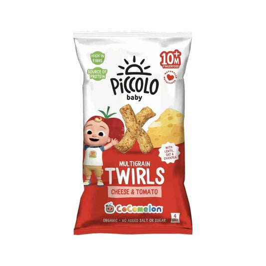 Piccolo Organic Multigrain Twirls Cheese & Tomato 60g (4 x 15g)