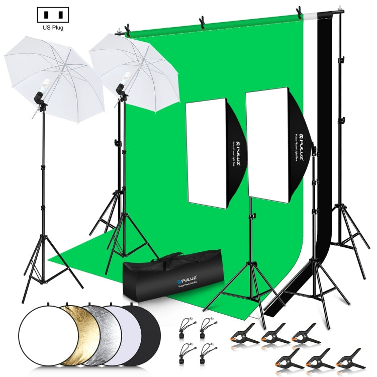 PULUZ LED Light Studio Softbox Photography Kit with Background & Reflective & Tripod Mount & Sandbags, Photography Light Kit, EU Plug, Photography Light Kit, US Plug