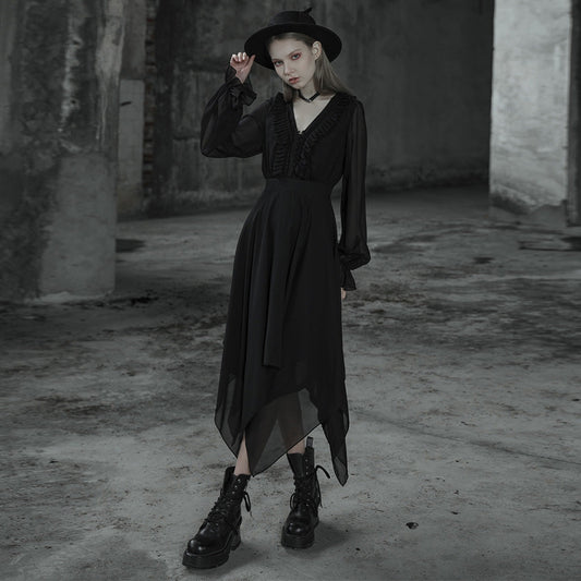 Punk Rave Angelina Chiffon Long Sleeve Handkerchief Dress
