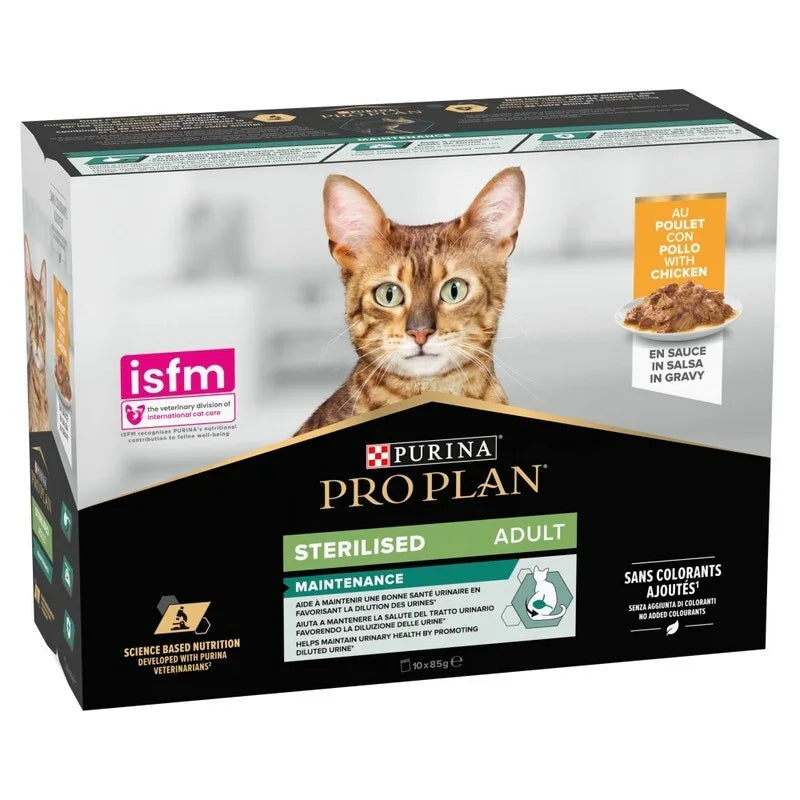 Pro Plan Adult 1+ Sterilised Maintenance with Chicken Gravy Pouches 10 x 85g