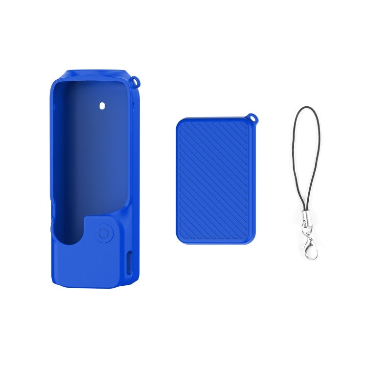For DJI OSMO Pocket 3 PULUZ 2 in 1 Silicone Cover Case Set with Strap (Blue)