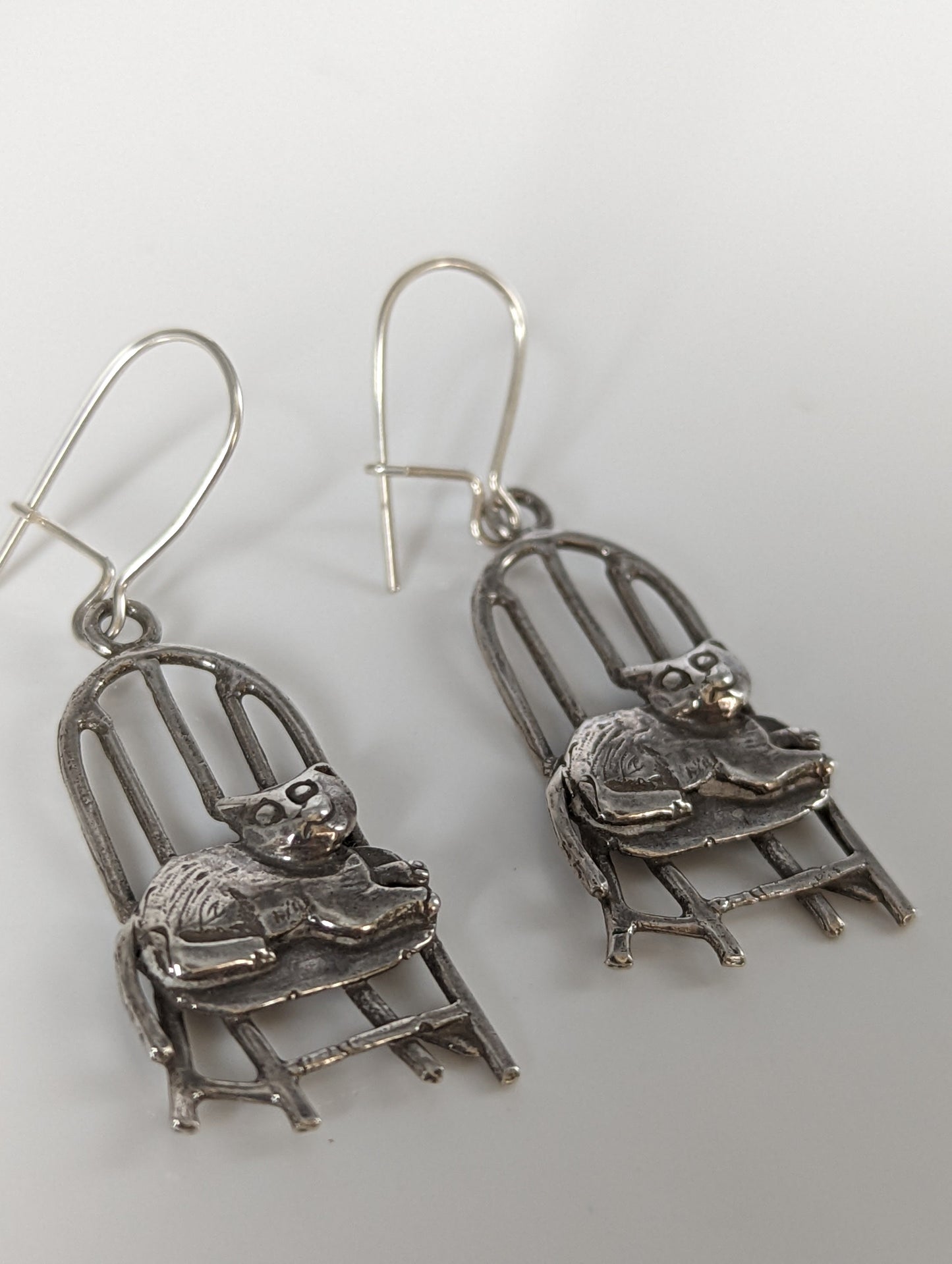 Silver Steed A Cats Chair Dropped Earrings