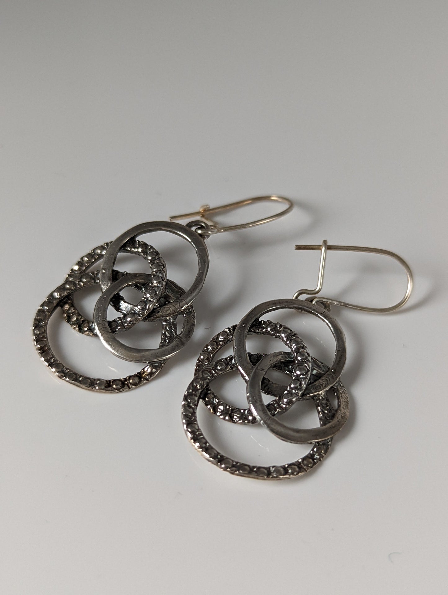 Silver Steed Linked Rings Dropped Earrings