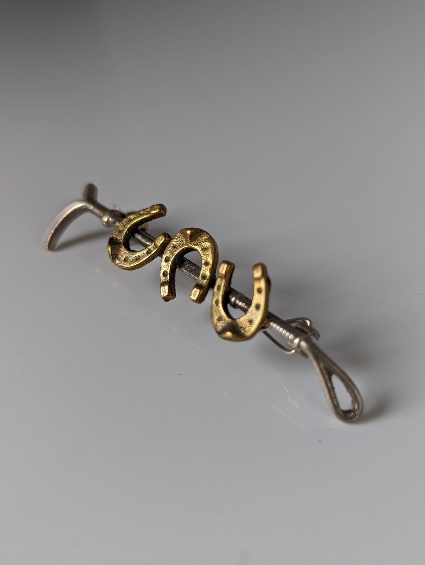 Silver Steed Triple Shoe & Cane Brooch / Stock Tie Pin