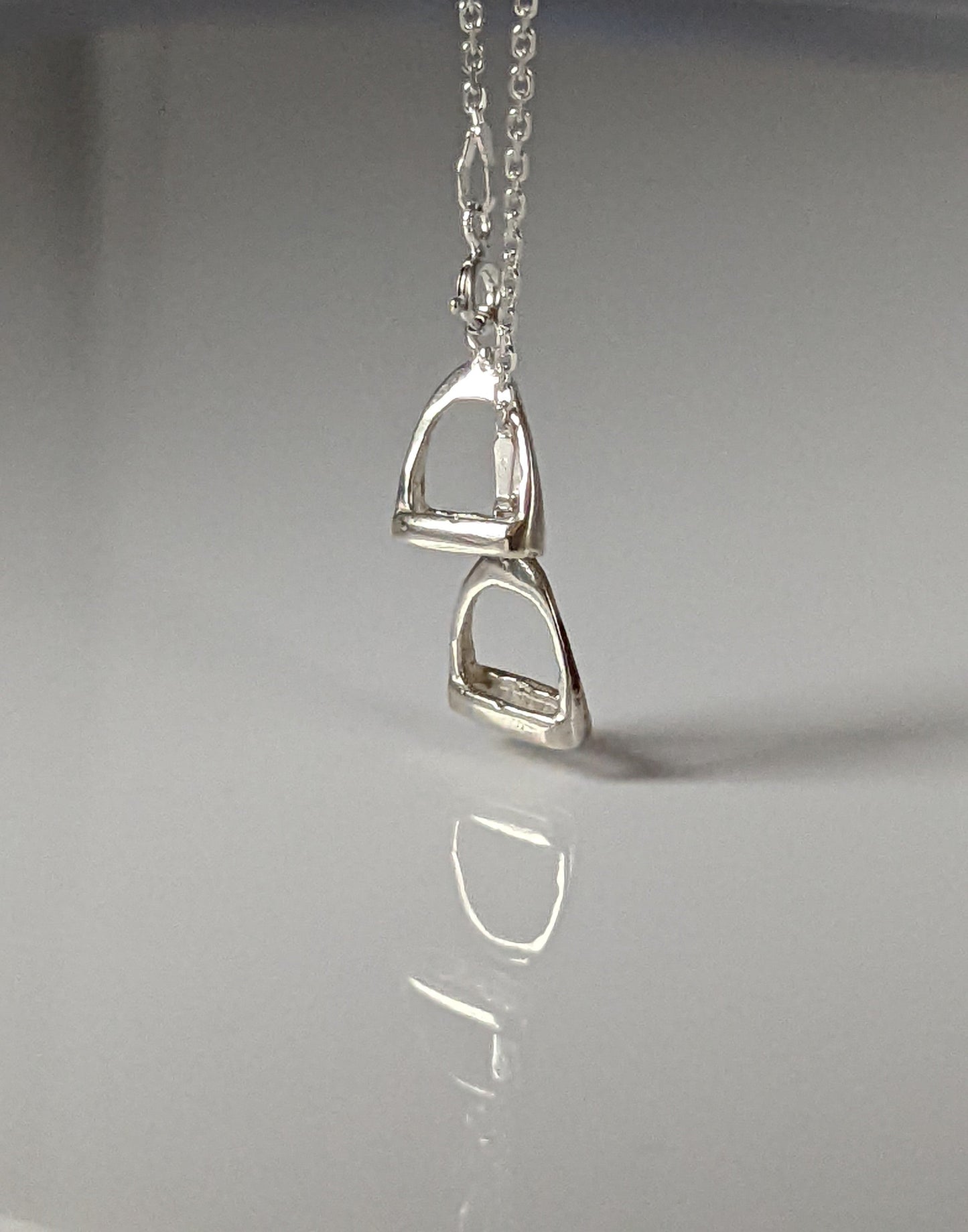 Silver Steed Thread Through Double Stirrup Silver Necklace