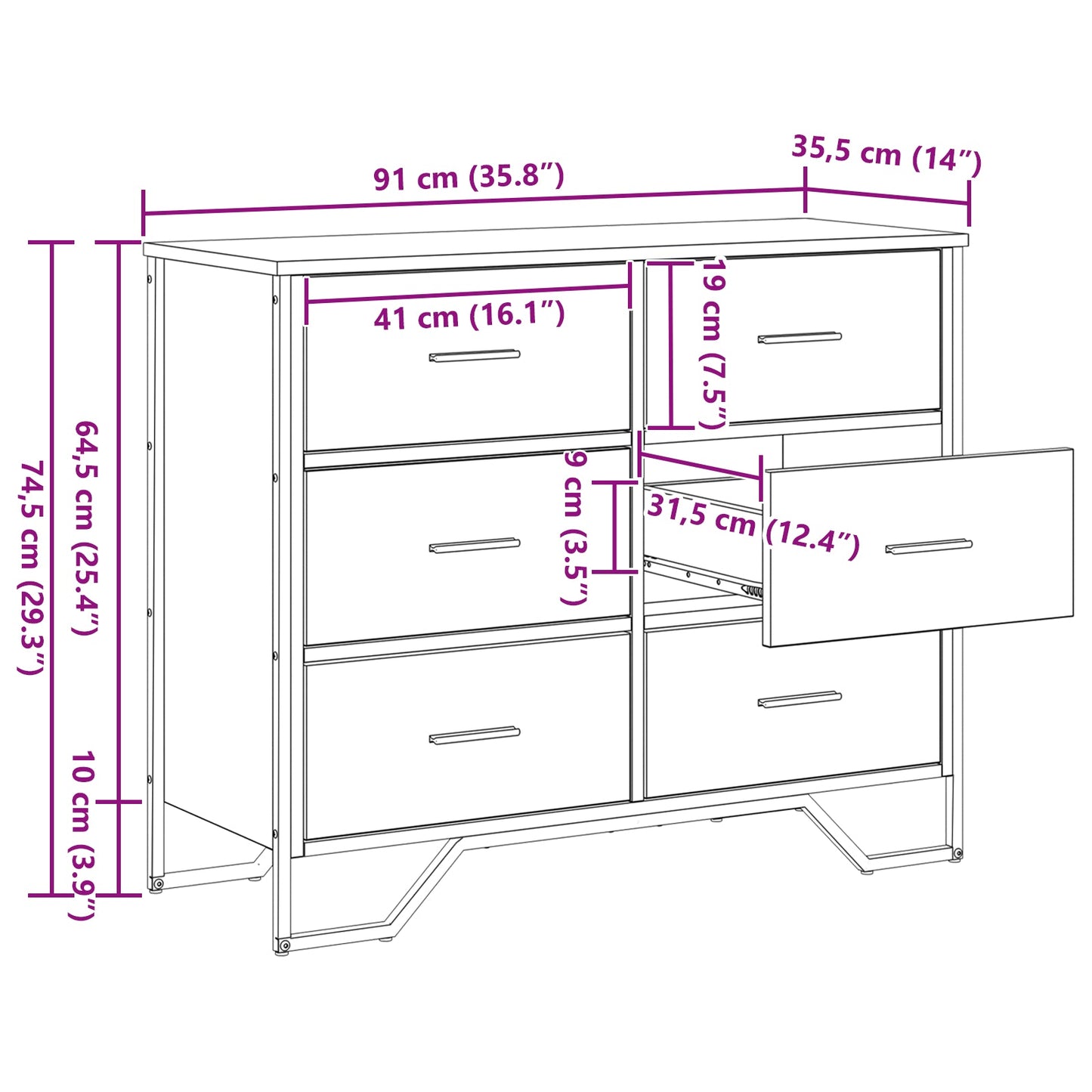 Chest of Drawers Old Wood 91x35.5x74.5 cm Engineered Wood